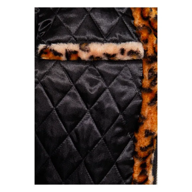 King Kerosin Queen Kerosin Fur College Lined Ladies Jacket Leopard