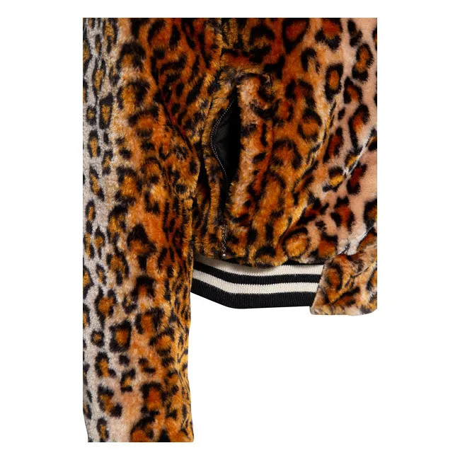 King Kerosin Queen Kerosin Fur College Lined Ladies Jacket Leopard
