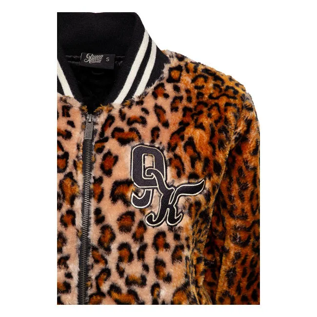 King Kerosin Queen Kerosin Fur College Lined Ladies Jacket Leopard
