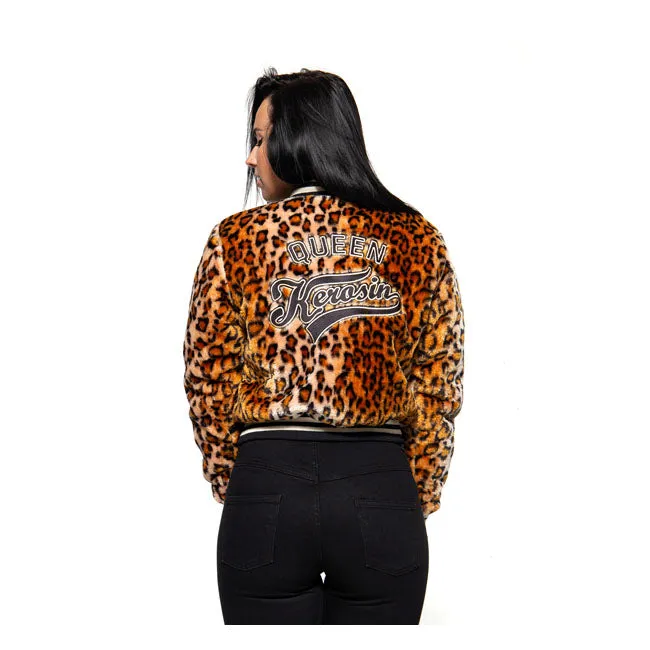 King Kerosin Queen Kerosin Fur College Lined Ladies Jacket Leopard