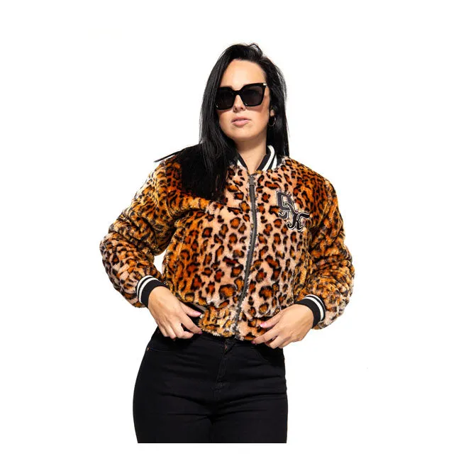 King Kerosin Queen Kerosin Fur College Lined Ladies Jacket Leopard
