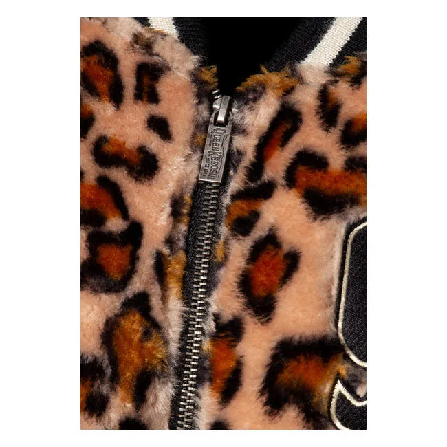 King Kerosin Queen Kerosin Fur College Lined Ladies Jacket Leopard