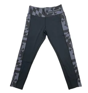 Maryland Flag Side (Greyscale) / Yoga Leggings