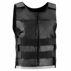 Men's Black Genuine Leather Bullet Proof Style Biker Vest