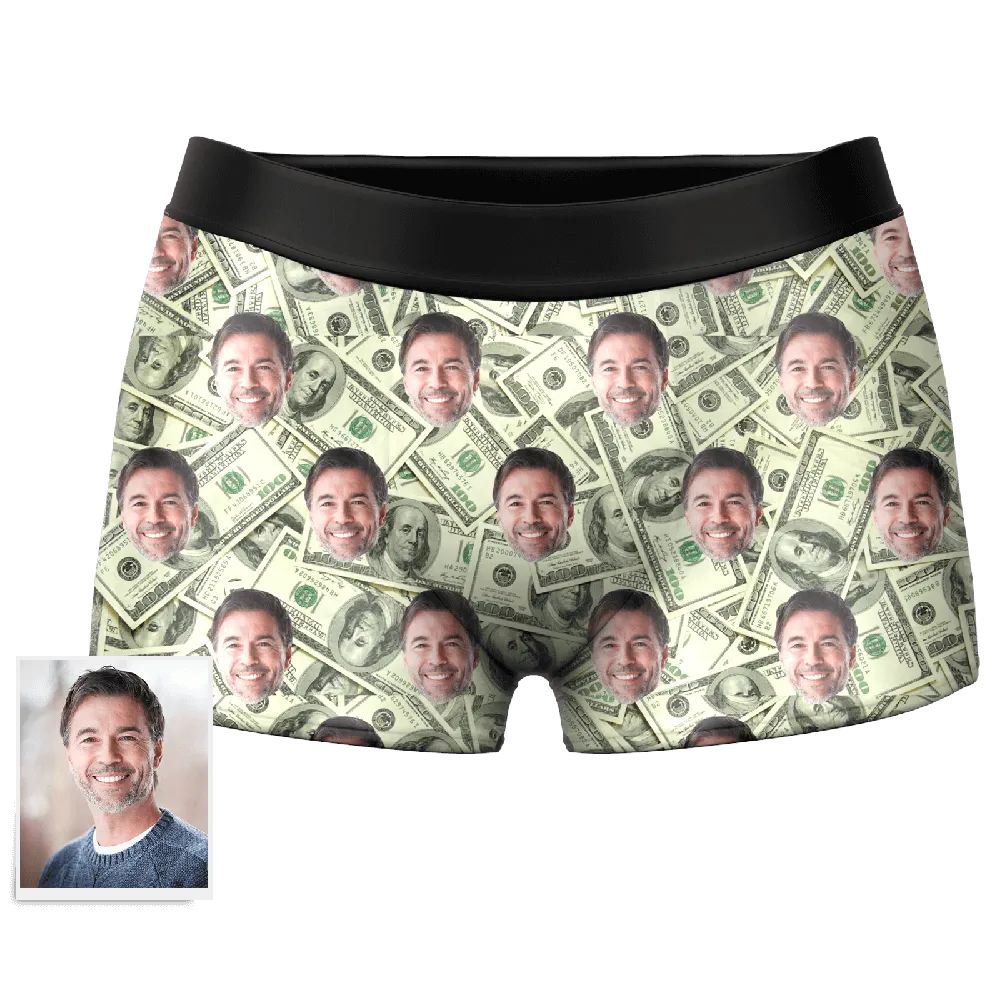 Men's  Custom Face Boxer Shorts - Money