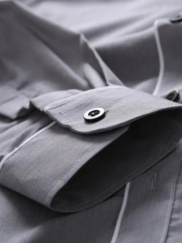 Men's Selvage Stand Collar Long Sleeve Shirt