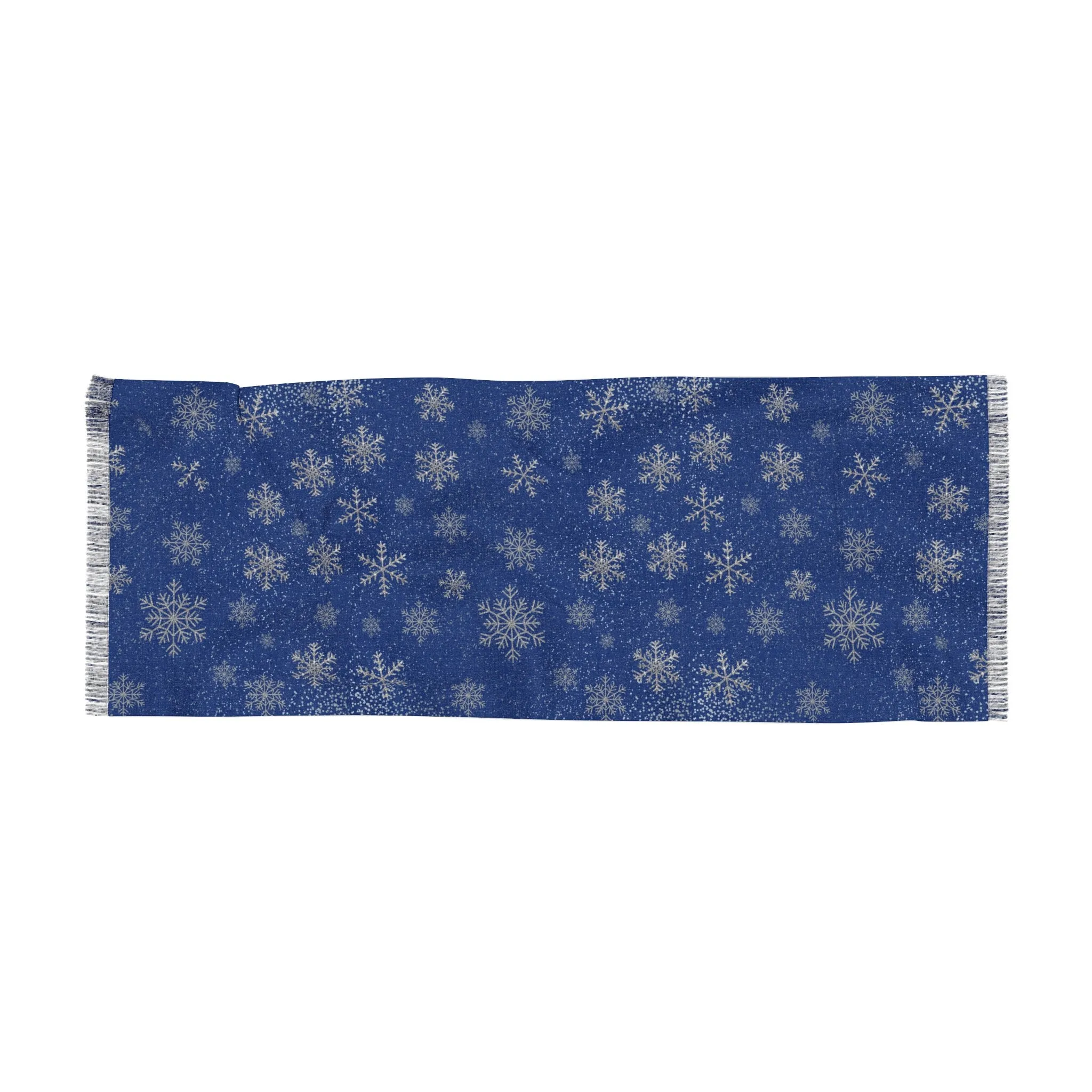 Midnight Frost Navy & Silver Snowflakes Scarf Lightweight Starry Snowfall Navy Silver Snowflakes Elegance Scarf All Seasons