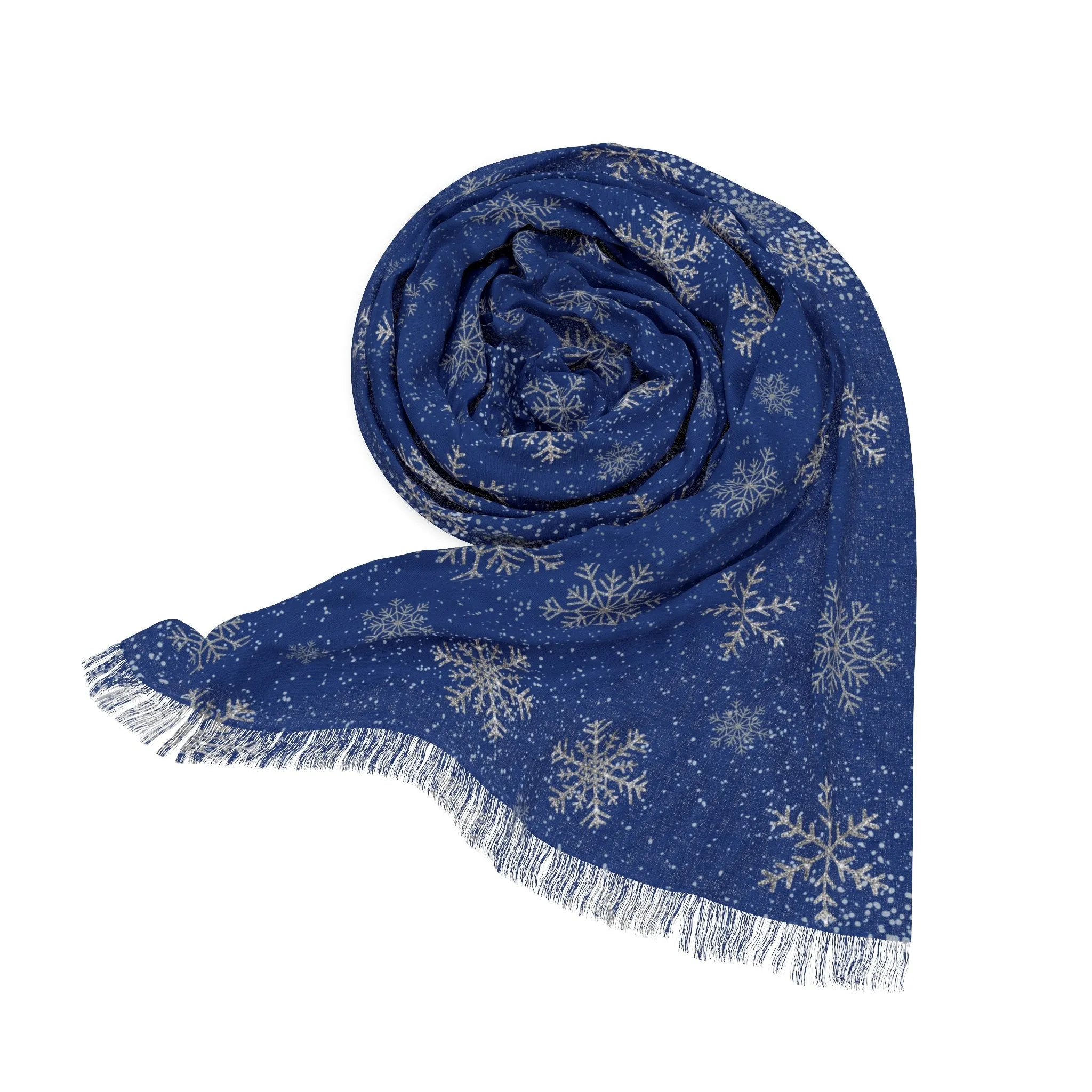 Midnight Frost Navy & Silver Snowflakes Scarf Lightweight Starry Snowfall Navy Silver Snowflakes Elegance Scarf All Seasons