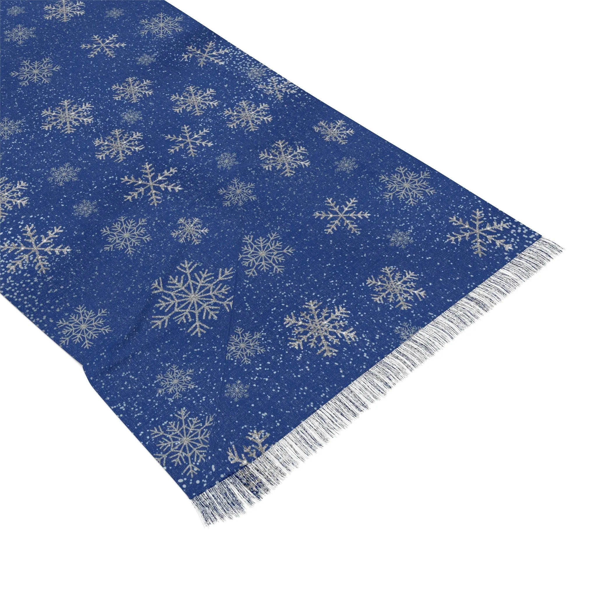 Midnight Frost Navy & Silver Snowflakes Scarf Lightweight Starry Snowfall Navy Silver Snowflakes Elegance Scarf All Seasons