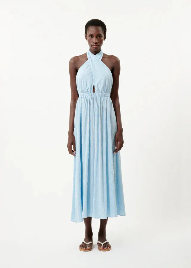 Naely Halter Neck Midi Dress (Azure Blue)