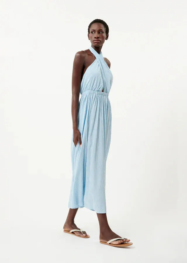 Naely Halter Neck Midi Dress (Azure Blue)