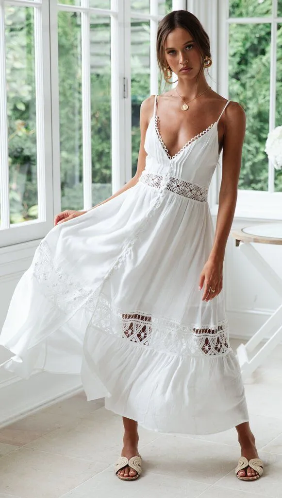 Natalie Lace Hollow Out Maxi Dress