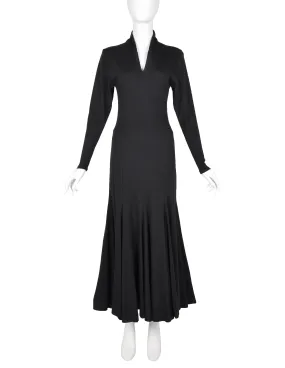 Norma Kamali Vintage 1980s Black Jersey Mermaid Flare Dress