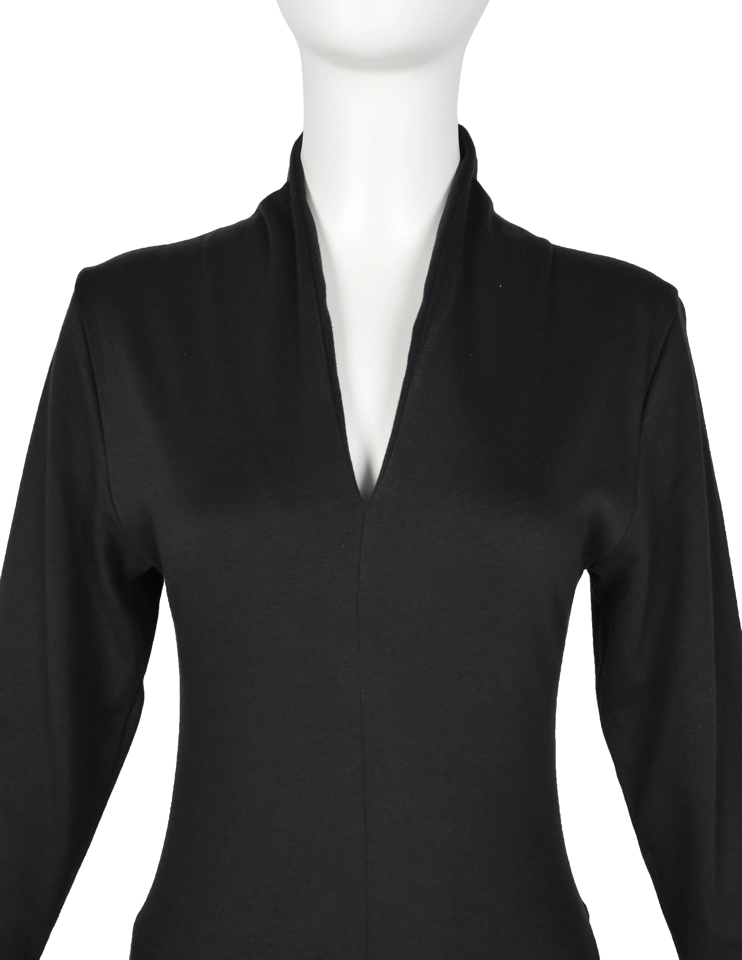 Norma Kamali Vintage 1980s Black Jersey Mermaid Flare Dress