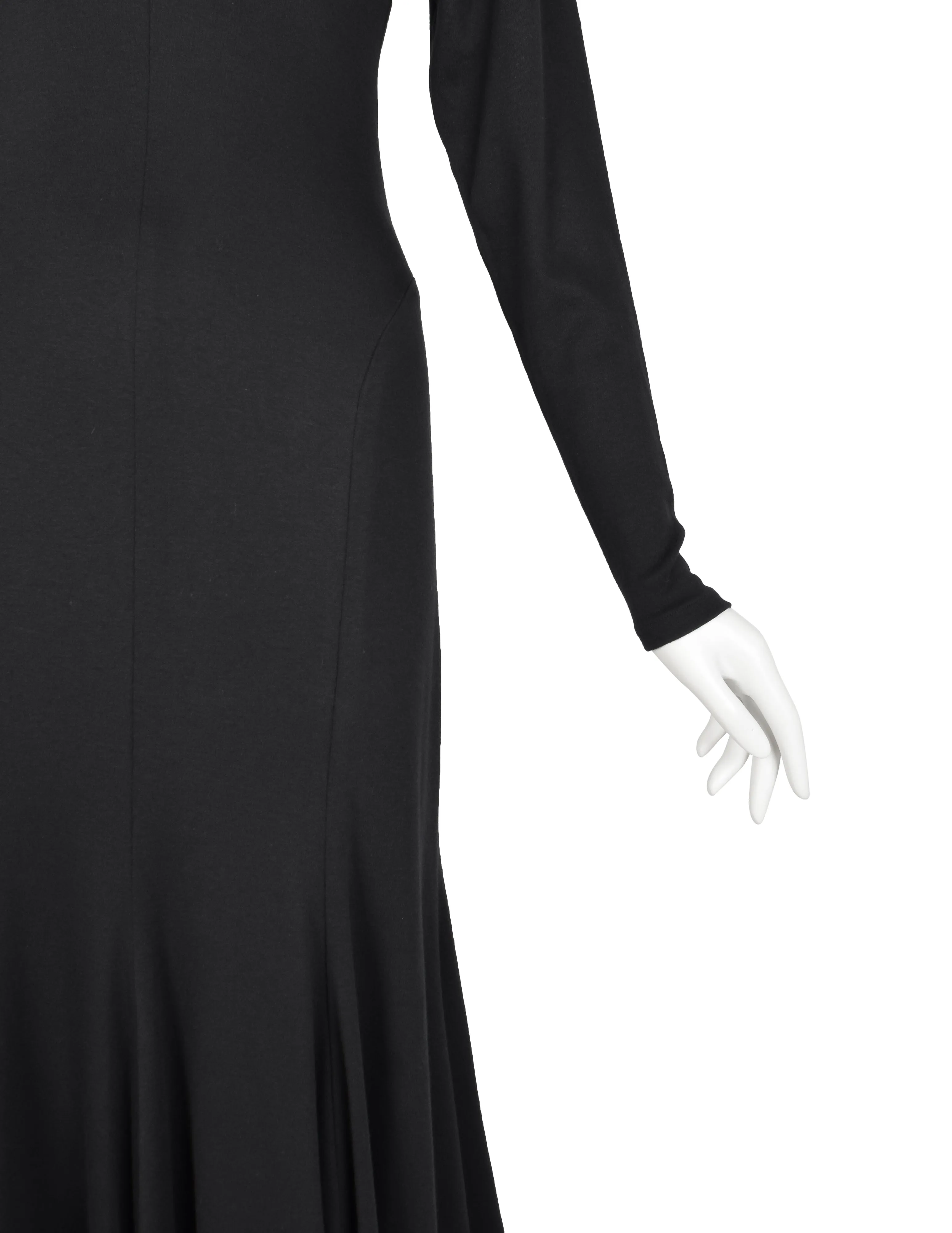 Norma Kamali Vintage 1980s Black Jersey Mermaid Flare Dress