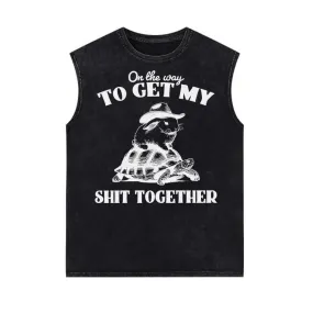 On The Way To Get Raccoon and Rabbit Vintage Washed Vest Top