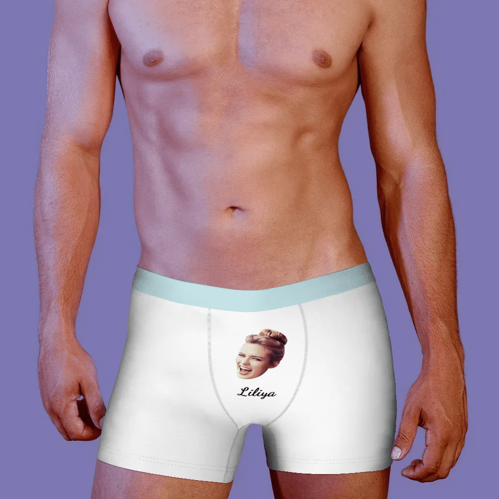 Personalized Face Underwear Custom Photo Shorts Funny Face Boxer Underpants Briefs Gift Face&Name Pure Hue Multiple Color Options