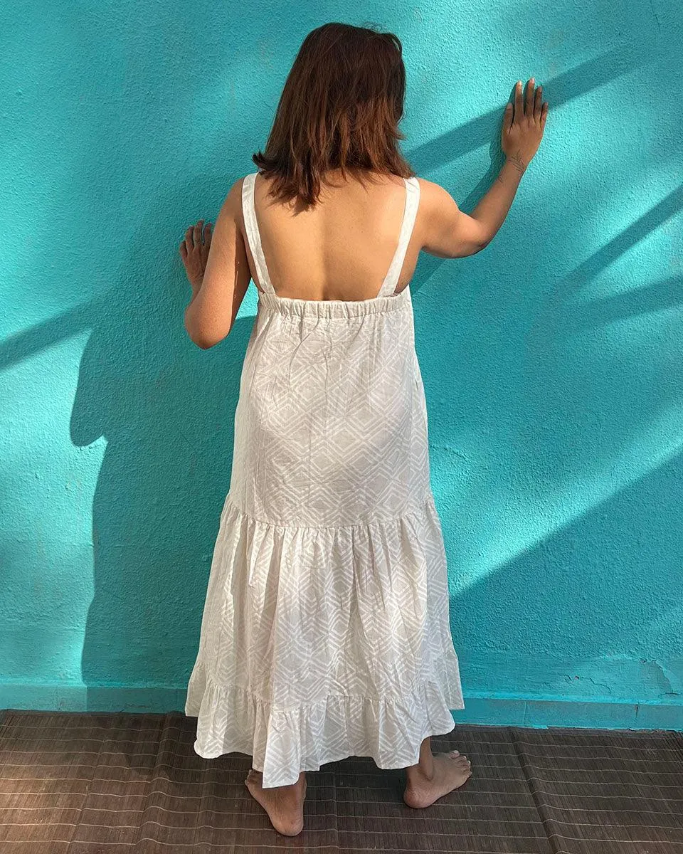Poornima Cotton Dress - Safed