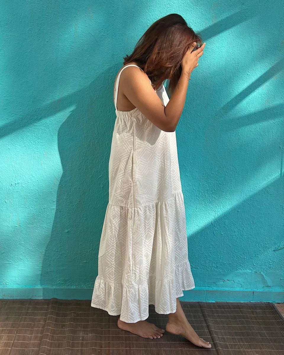 Poornima Cotton Dress - Safed
