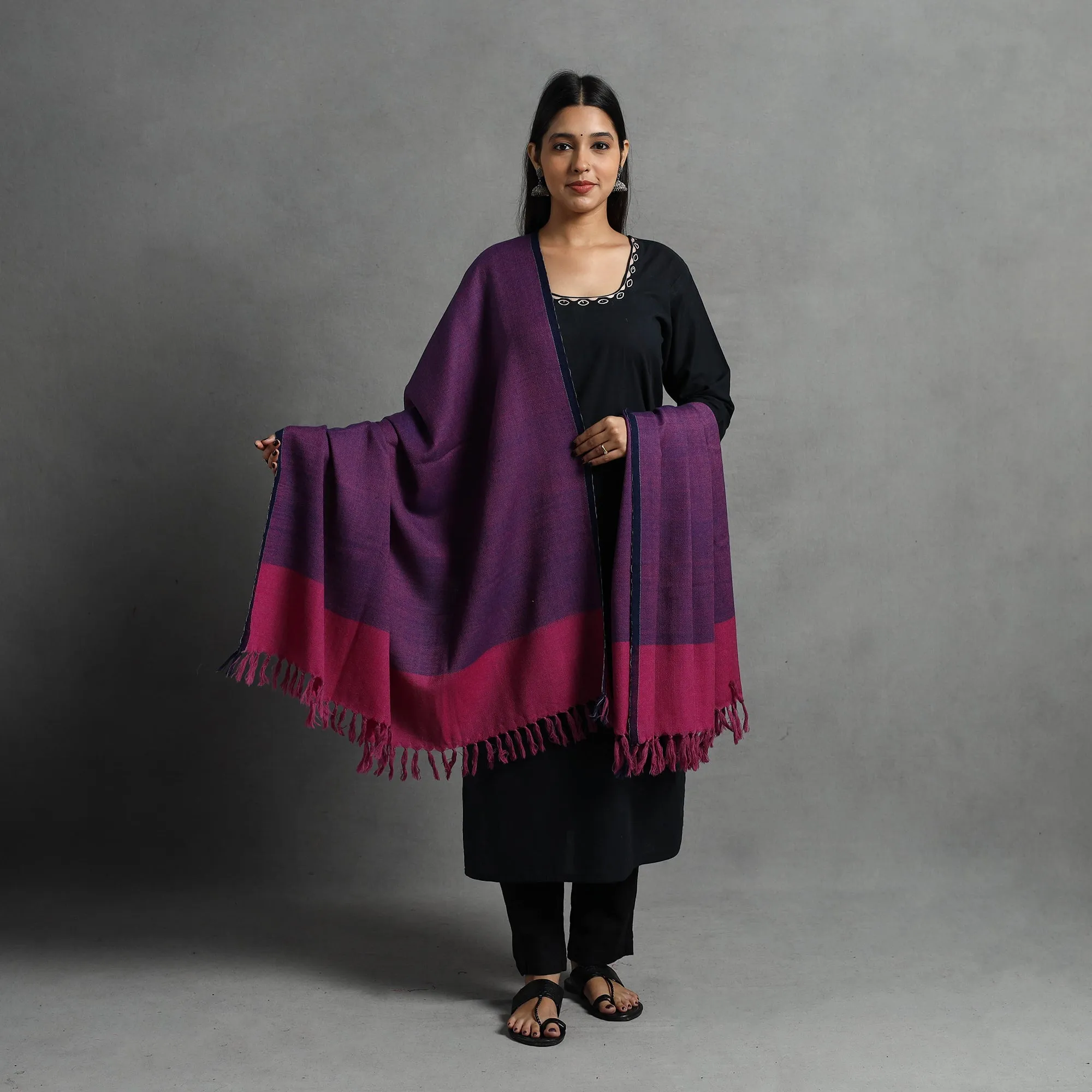 Purple - Kumaun Handwoven Pure Merino Wool Shawl for Women 87