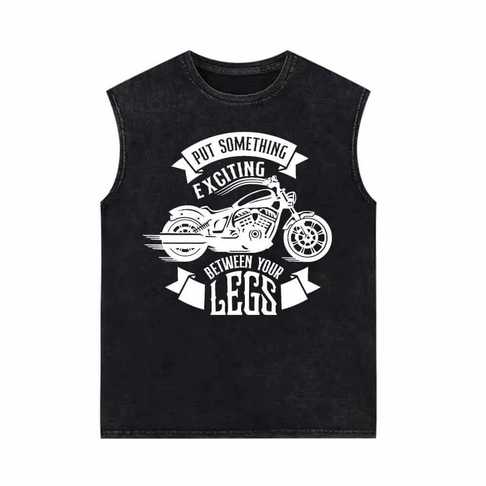 Put Something Exciting Motorcycle Vintage Washed Vest Top