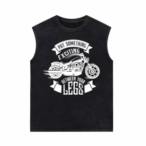 Put Something Exciting Motorcycle Vintage Washed Vest Top