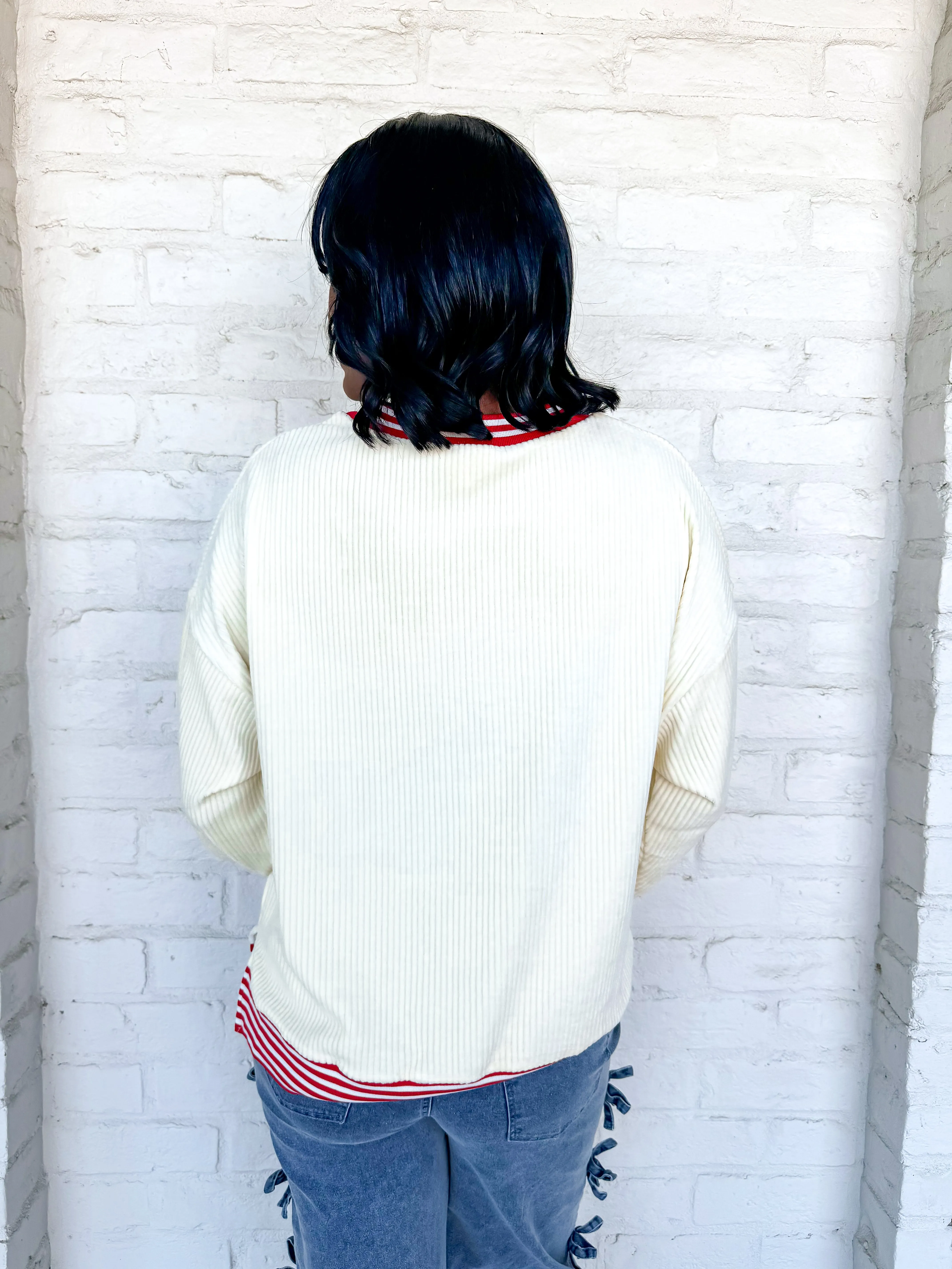 Queen of Santa Corduroy Knit Sweater