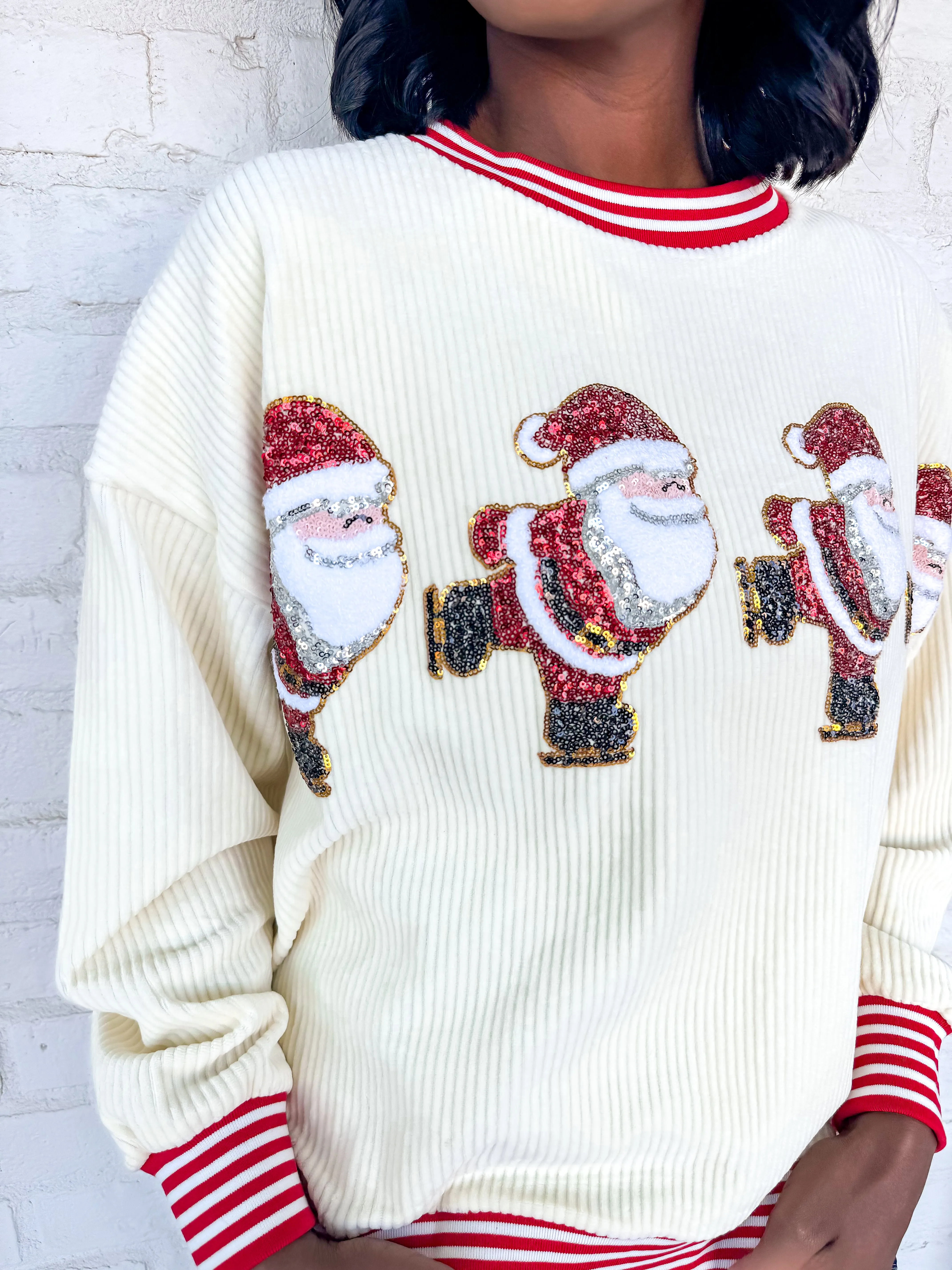 Queen of Santa Corduroy Knit Sweater