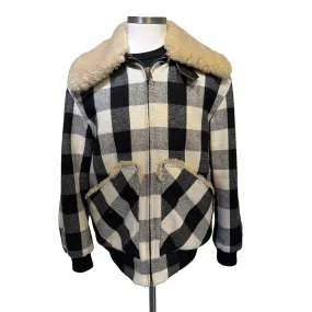 R13 Men's alpaca jacket with fur collar