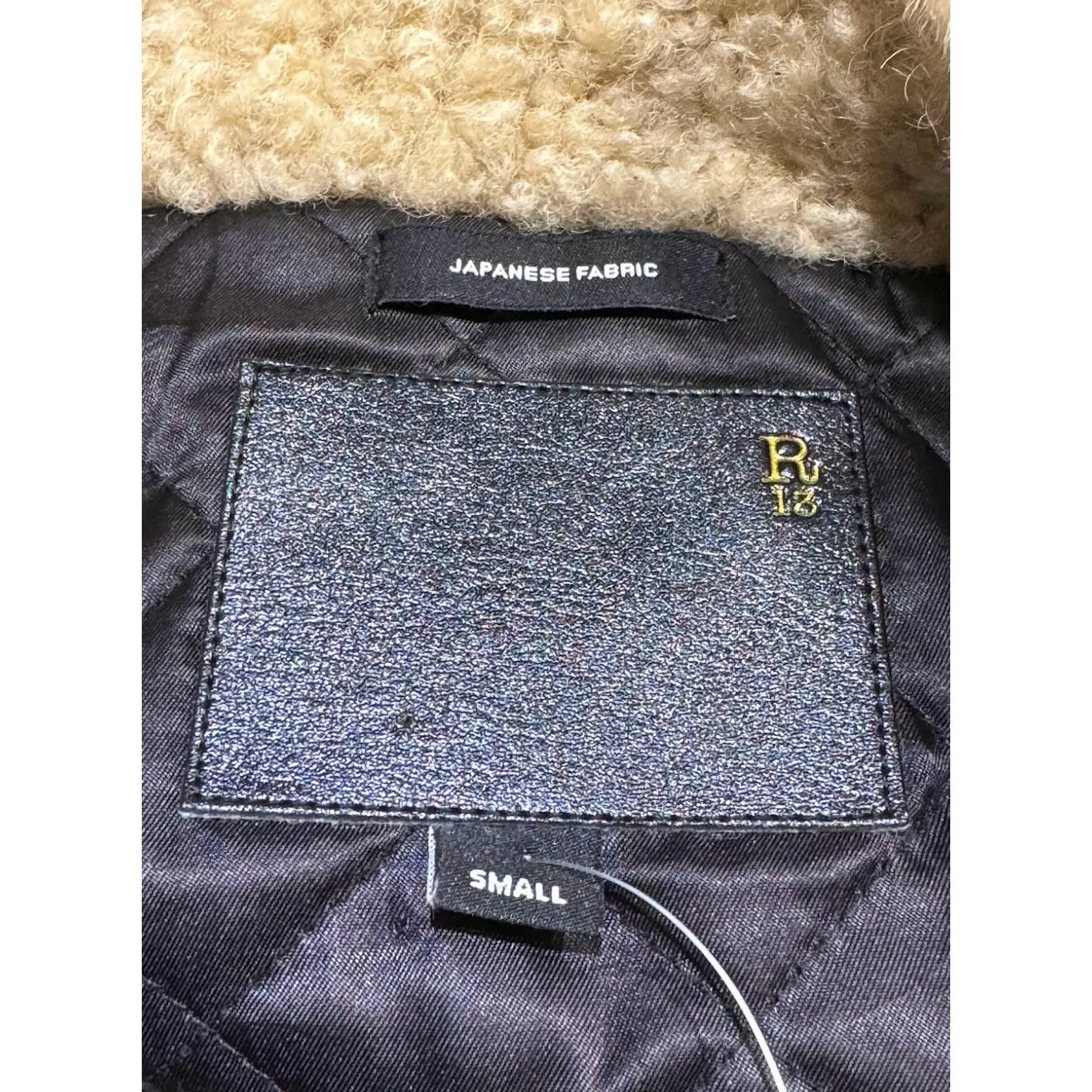 R13 Men's alpaca jacket with fur collar