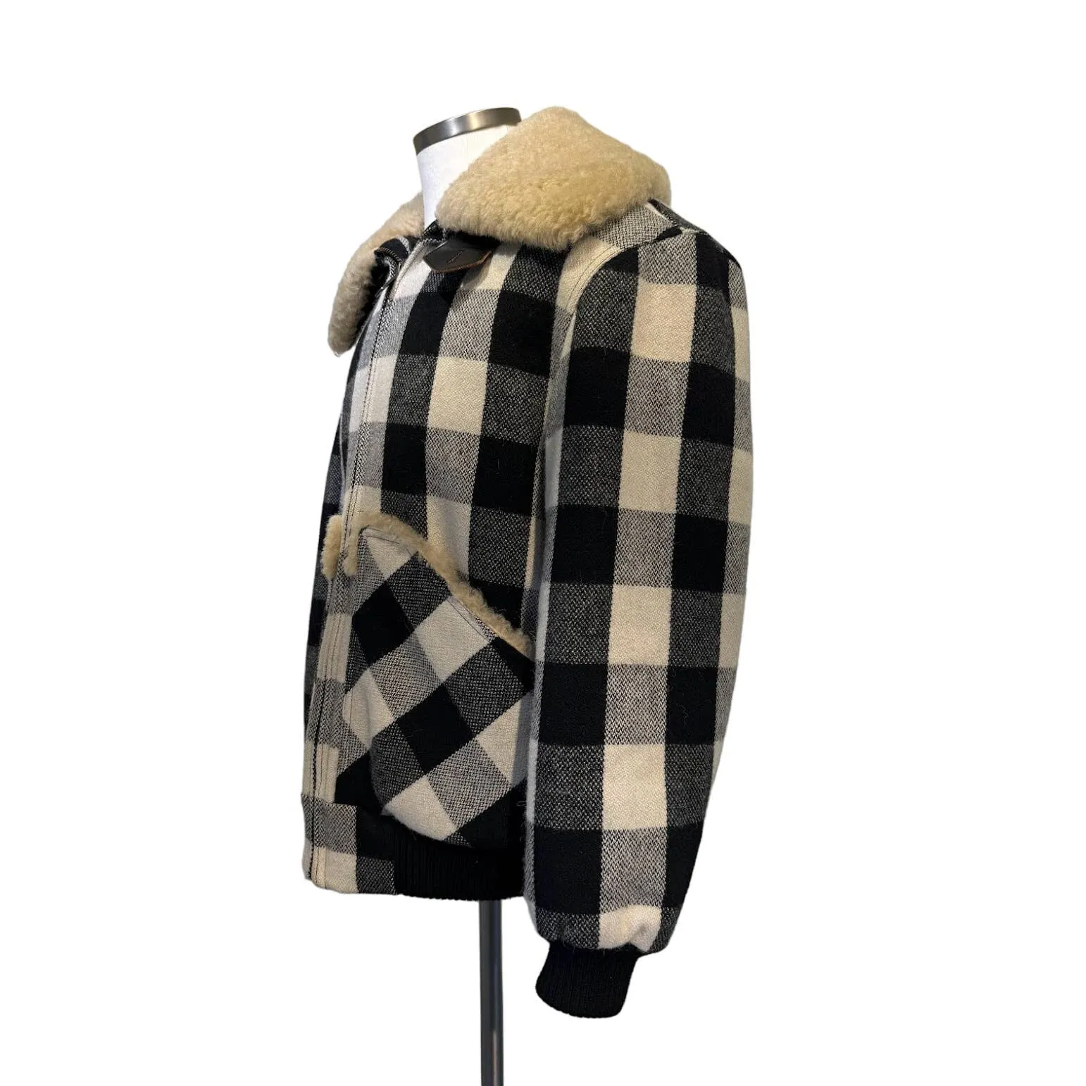 R13 Men's alpaca jacket with fur collar