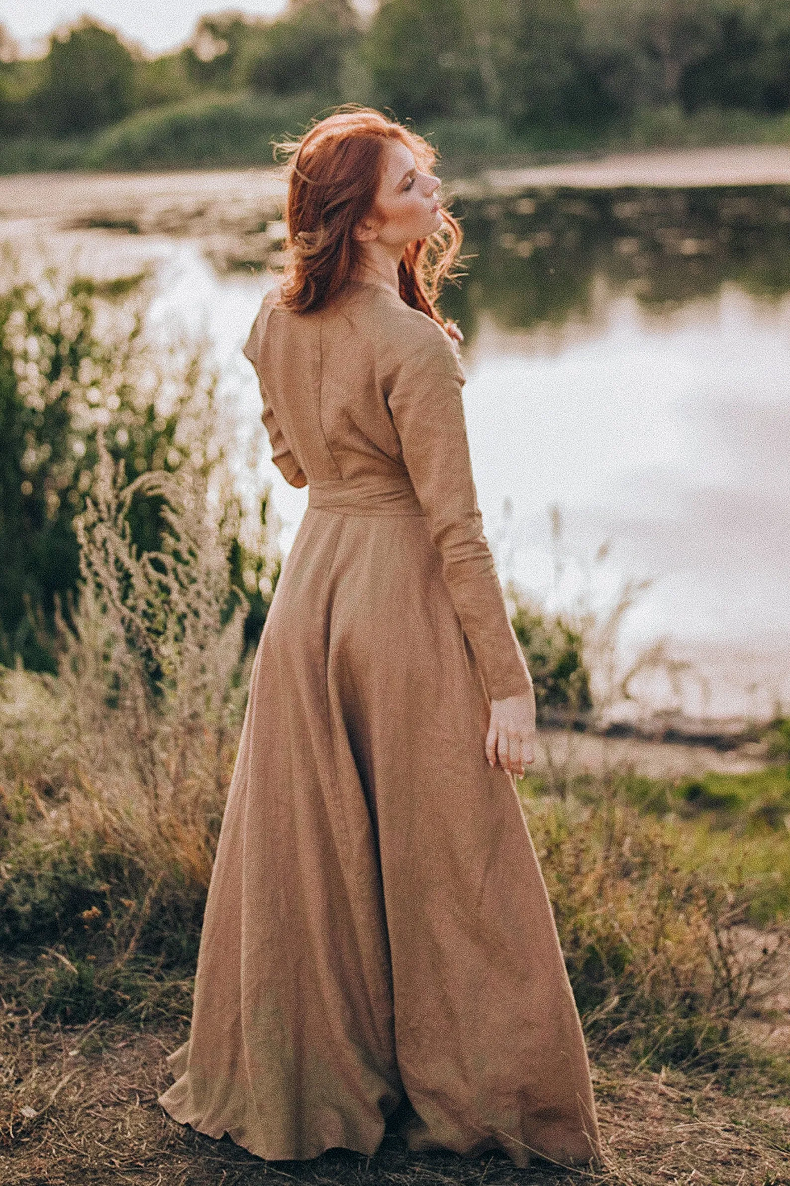 Rich Linen Wrap Dress