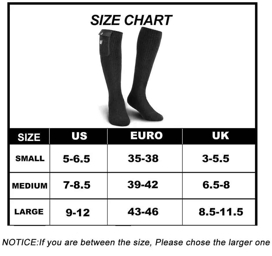Savior Heated Socks | 7.4V Battery Unisex Foot Warmer Heated Ski Socks Black