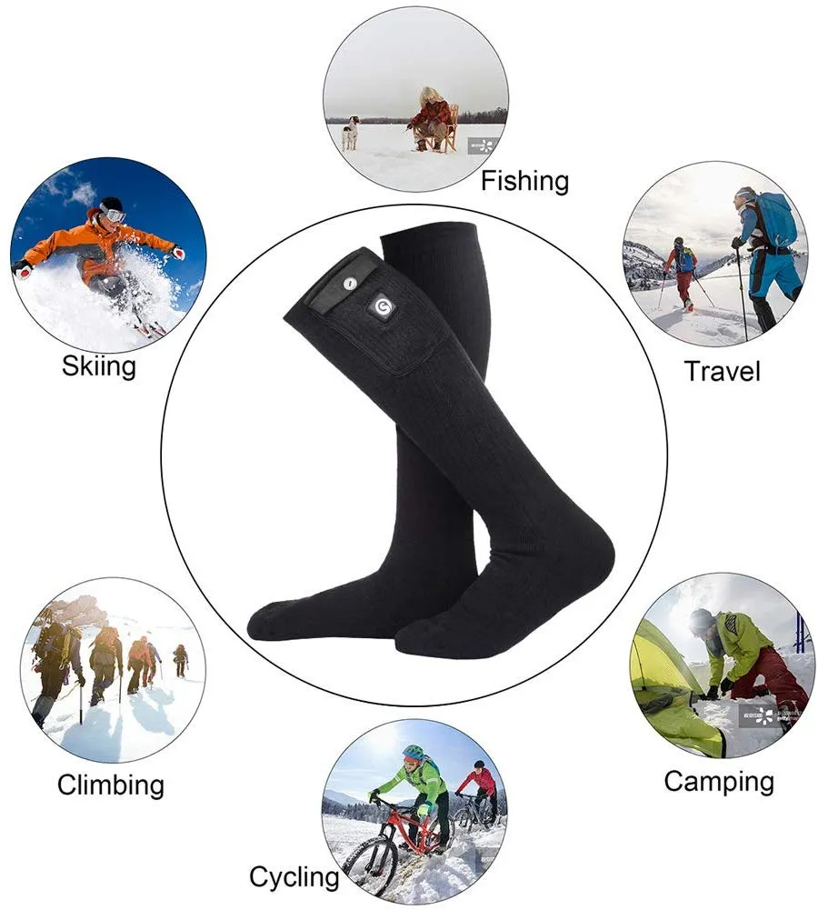 Savior Heated Socks | 7.4V Battery Unisex Foot Warmer Heated Ski Socks Black