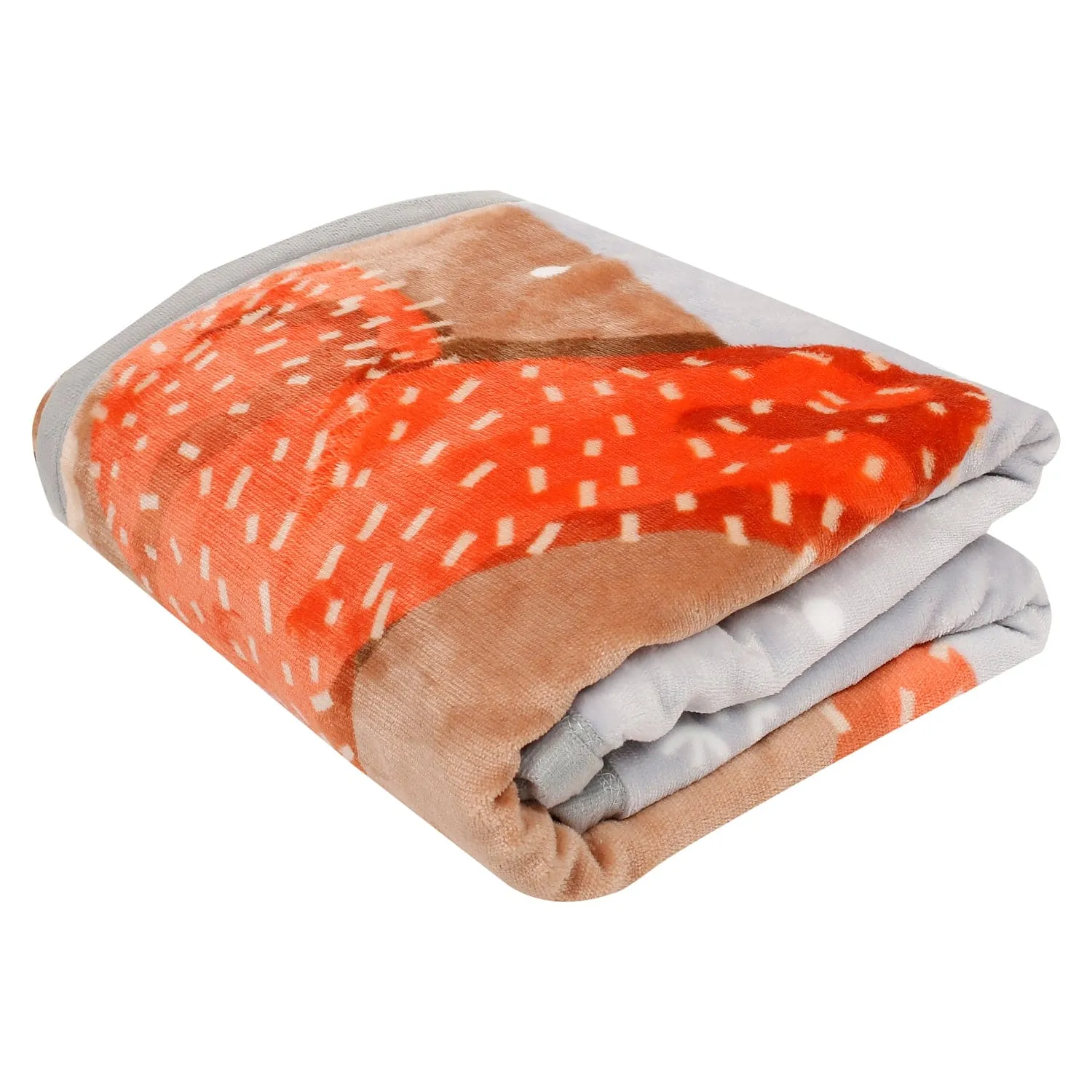 Snowy Reindeer Grey Two-Ply Blanket