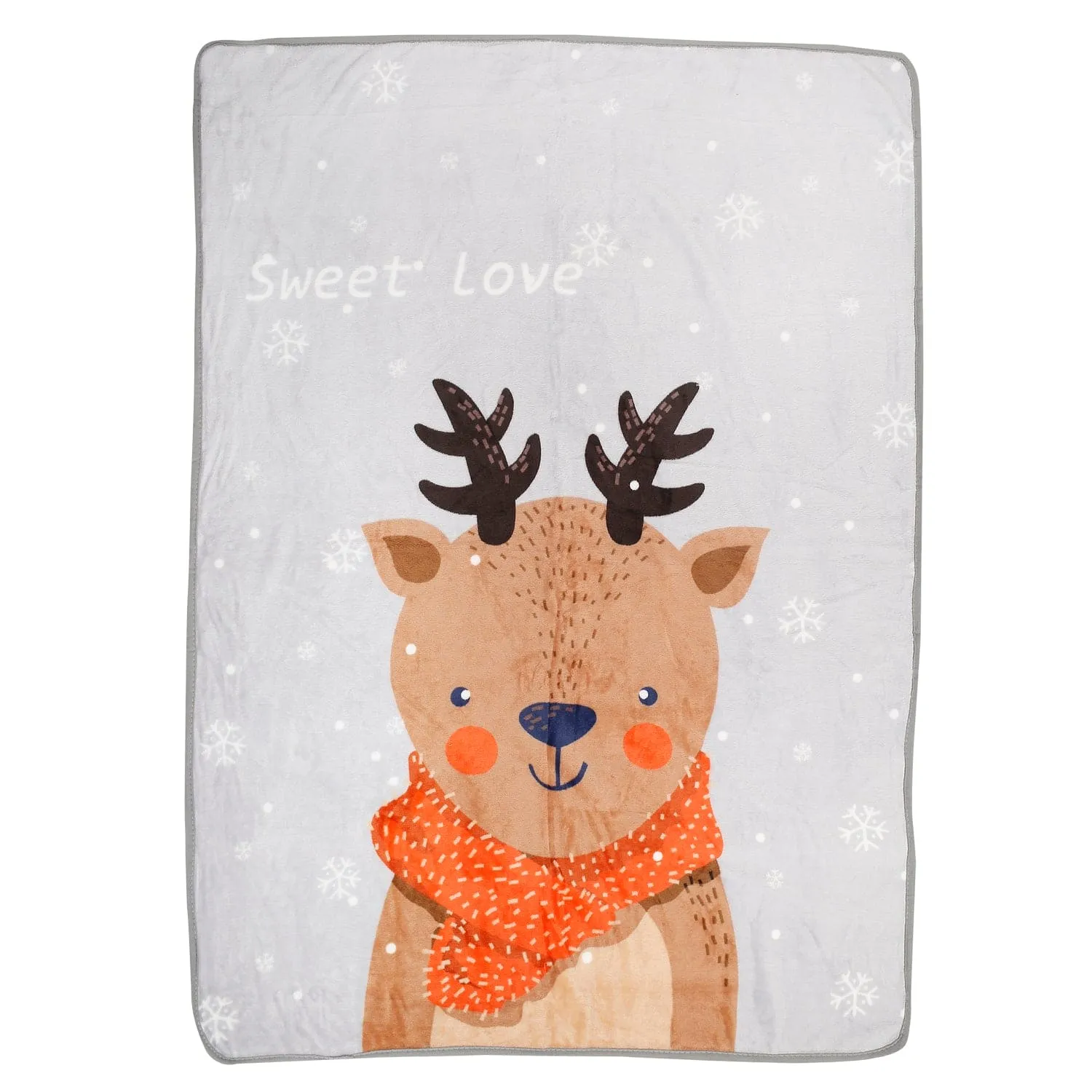 Snowy Reindeer White One Ply Blanket