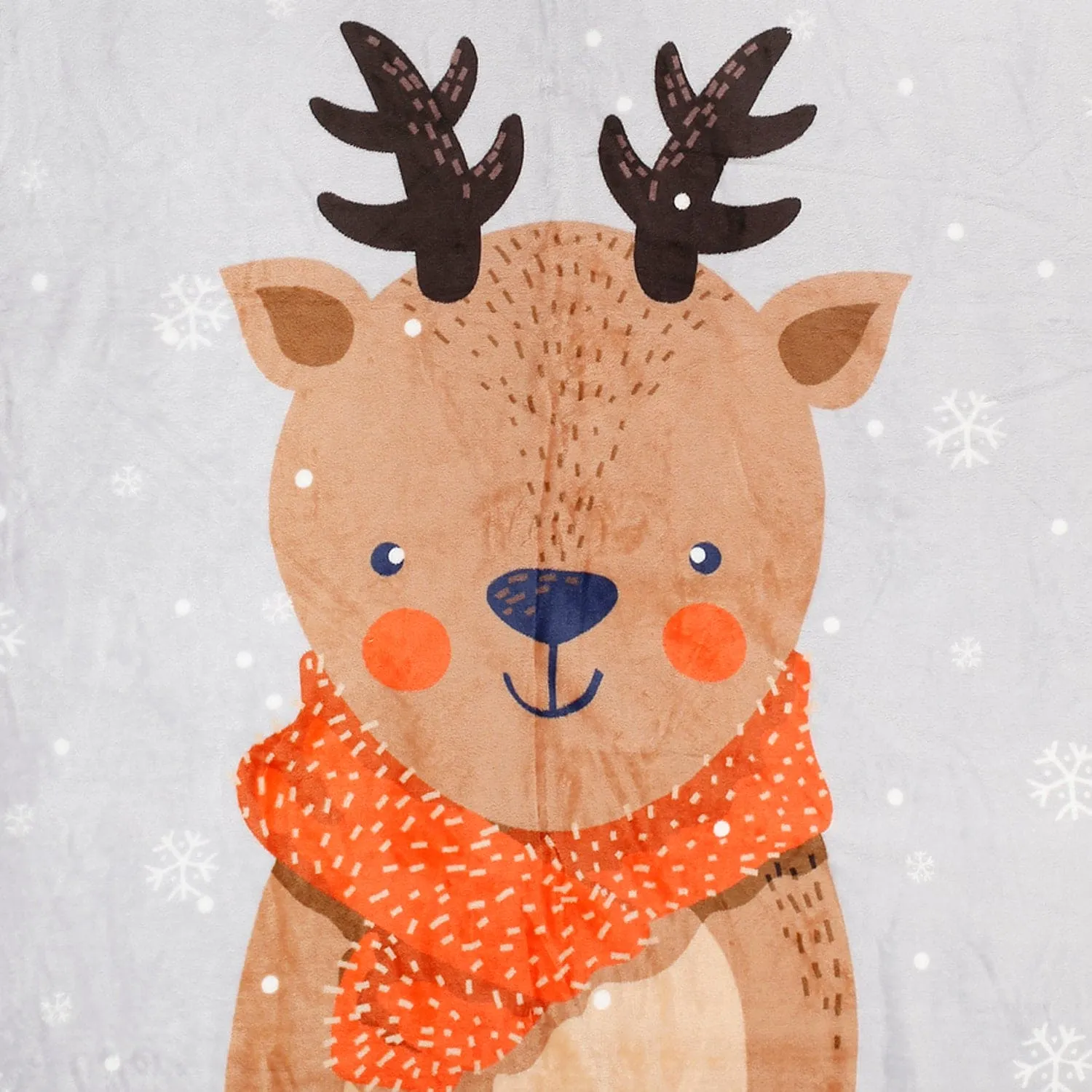 Snowy Reindeer White One Ply Blanket