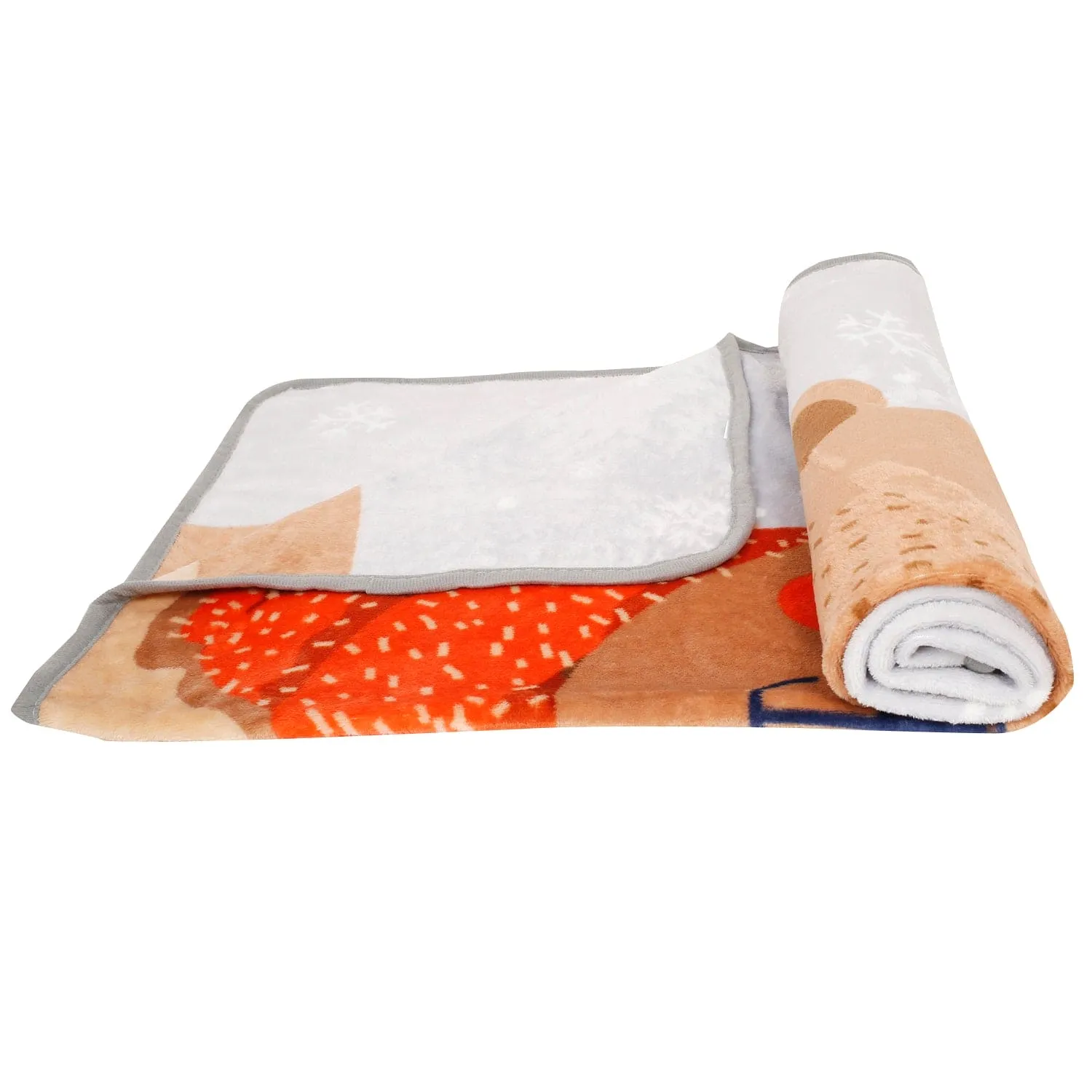 Snowy Reindeer White One Ply Blanket