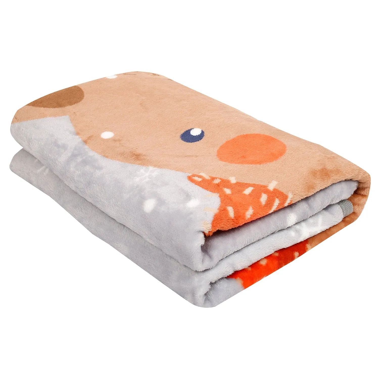 Snowy Reindeer White One Ply Blanket