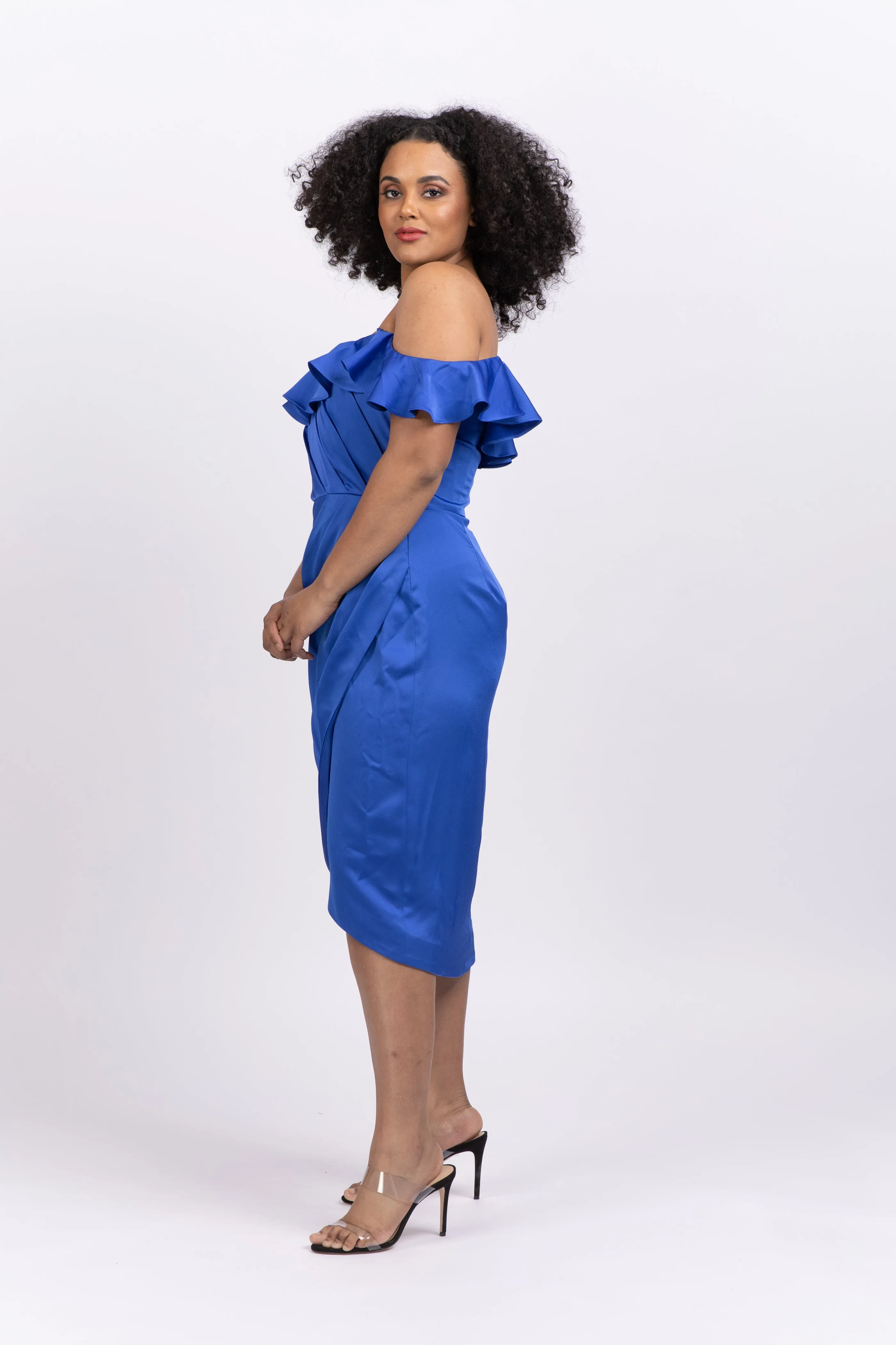 Theia Odessa Strapless Ruffle Dress