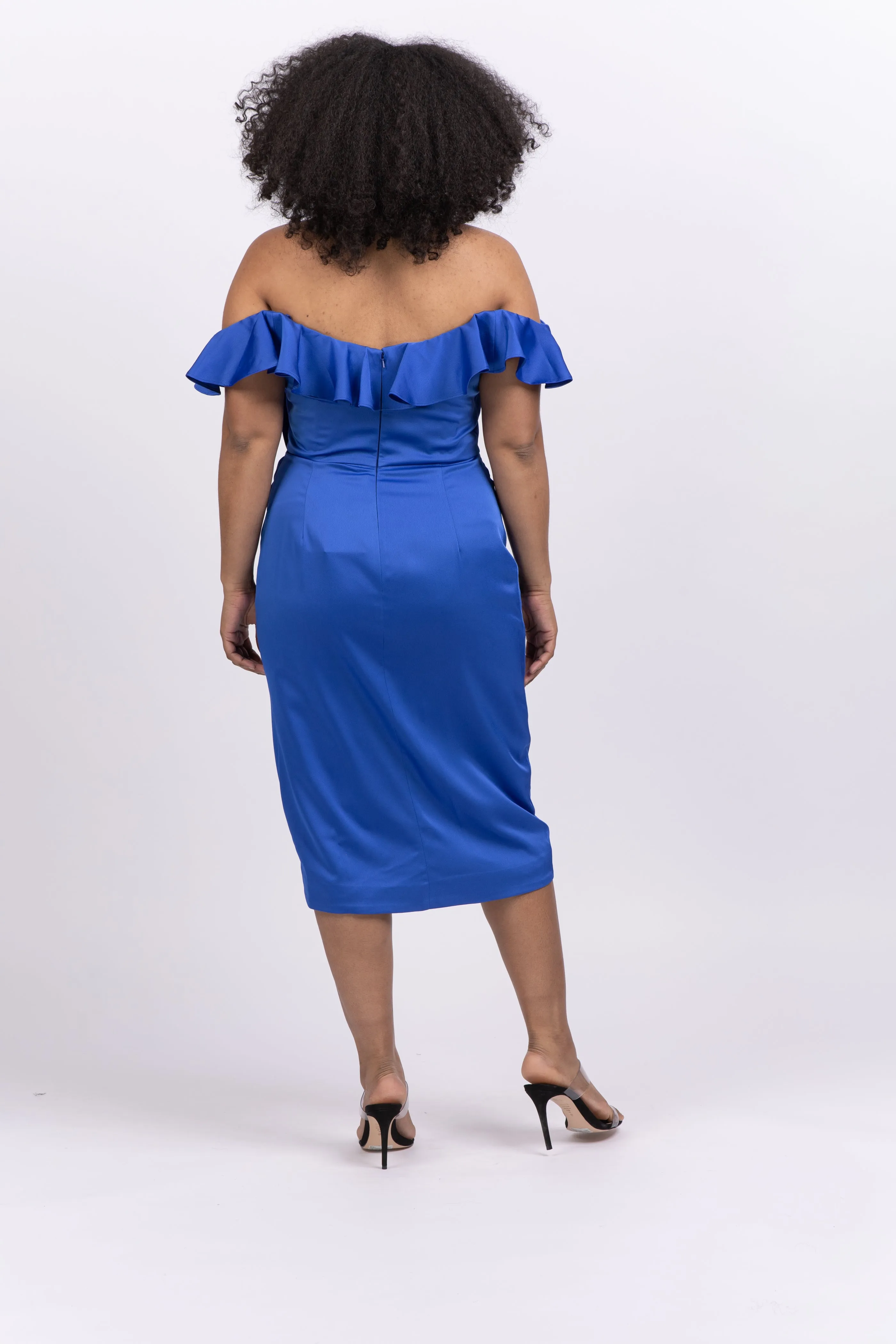 Theia Odessa Strapless Ruffle Dress