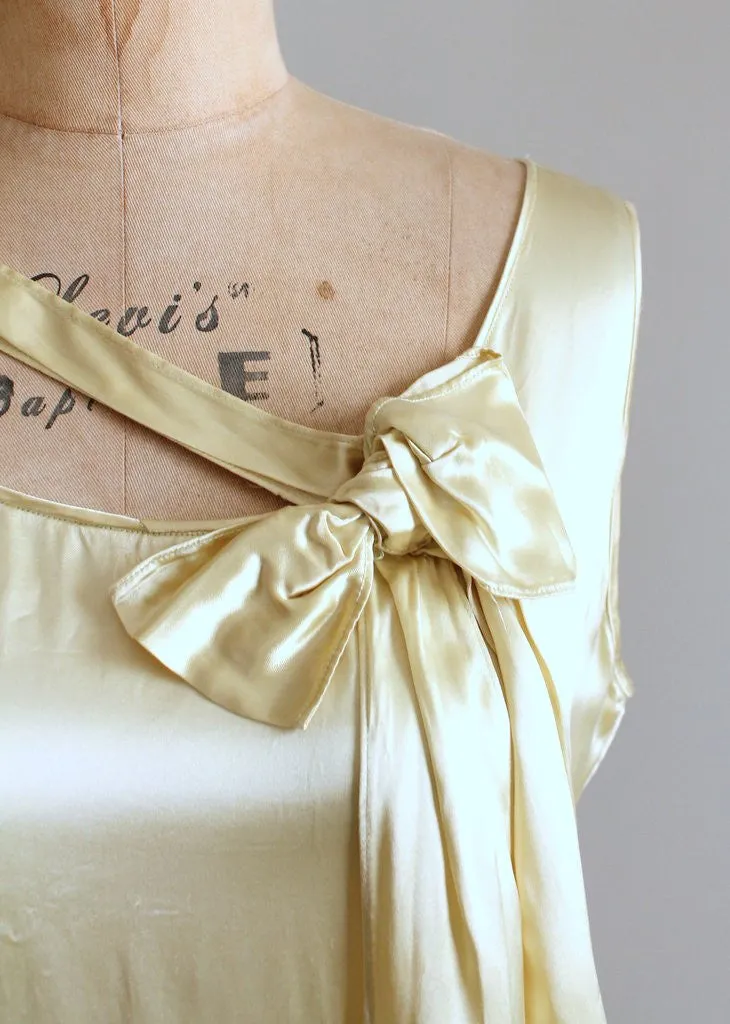 Vintage 1920s Golden Liquid Satin Flapper Evening Dress