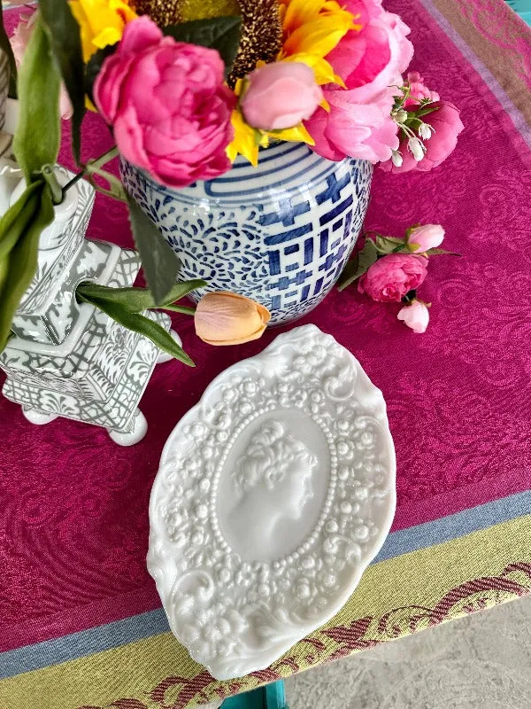 Vintage Milk Glass Cameo Dresser Tray Jenny Lind 1954-1965