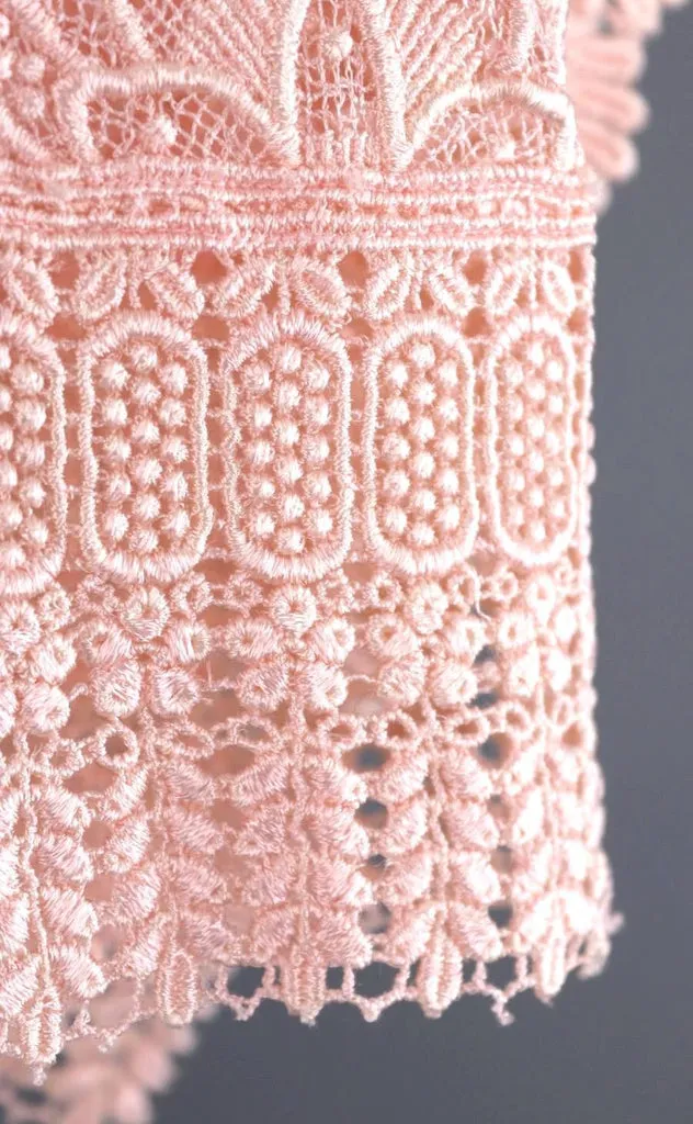 Vintage Pastel Pink Lace Kimono Shawl