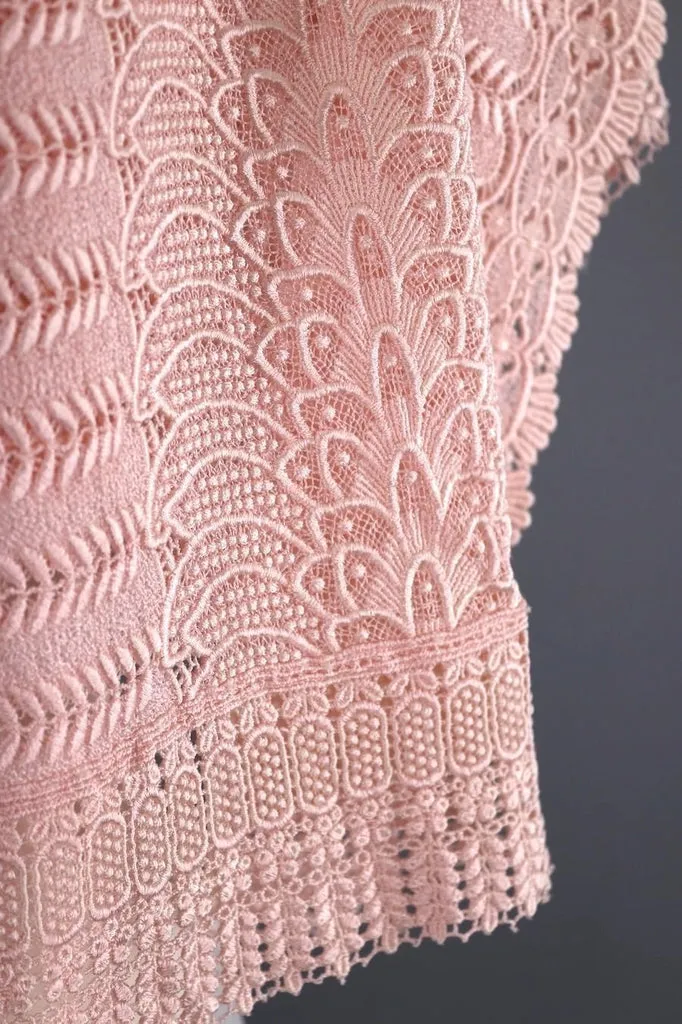 Vintage Pastel Pink Lace Kimono Shawl