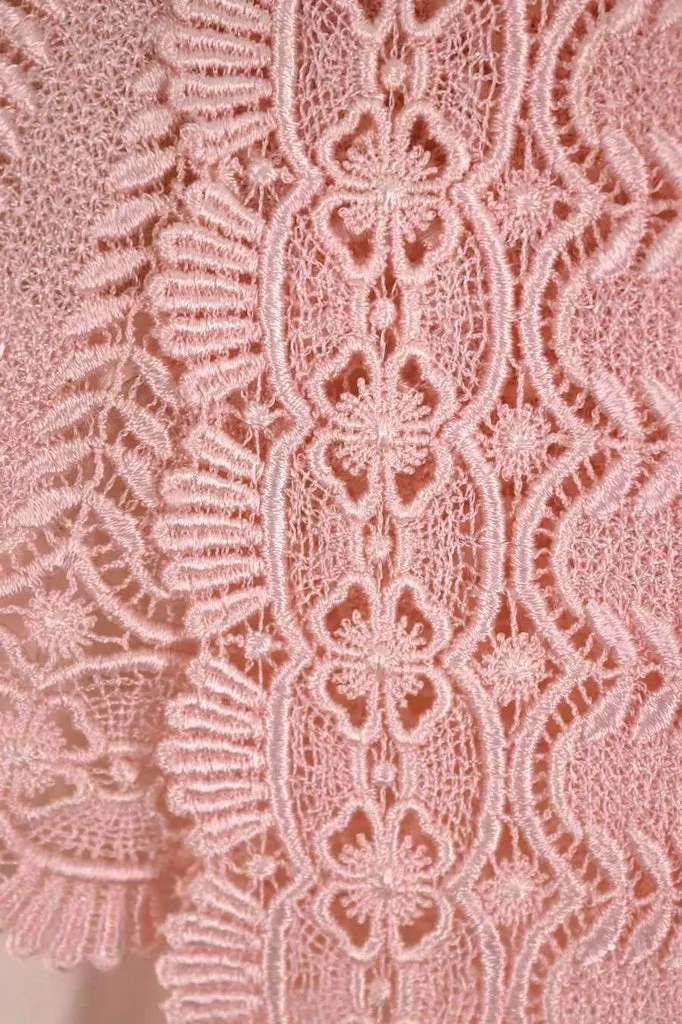 Vintage Pastel Pink Lace Kimono Shawl