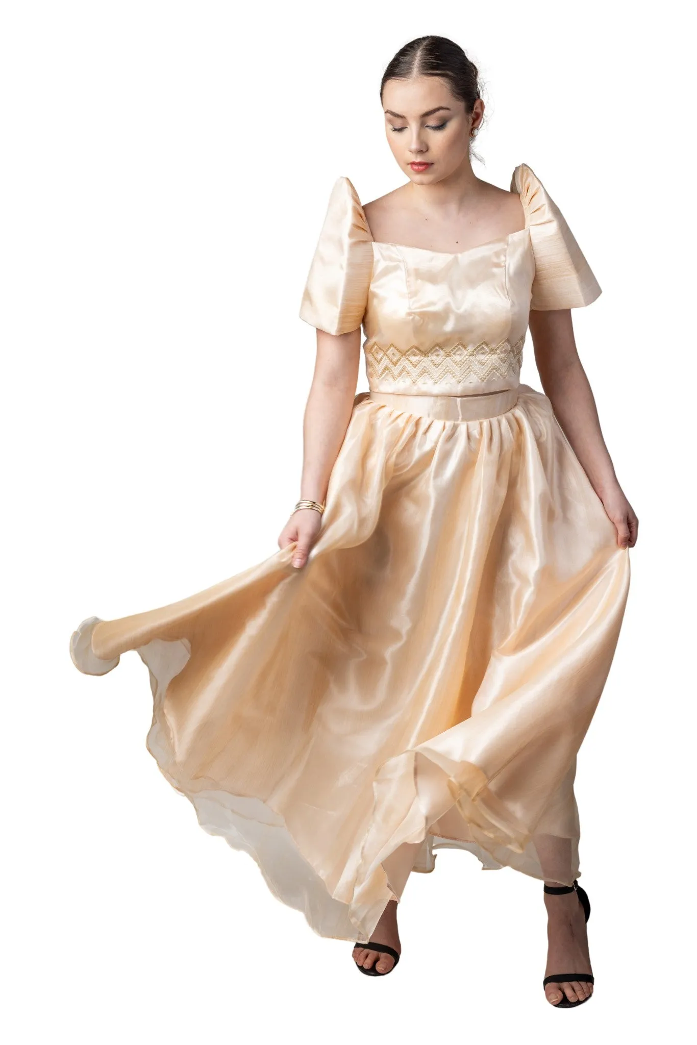 WS25 - Baro't Saya Organza Pina Filipiniana - Top and Skirt Set